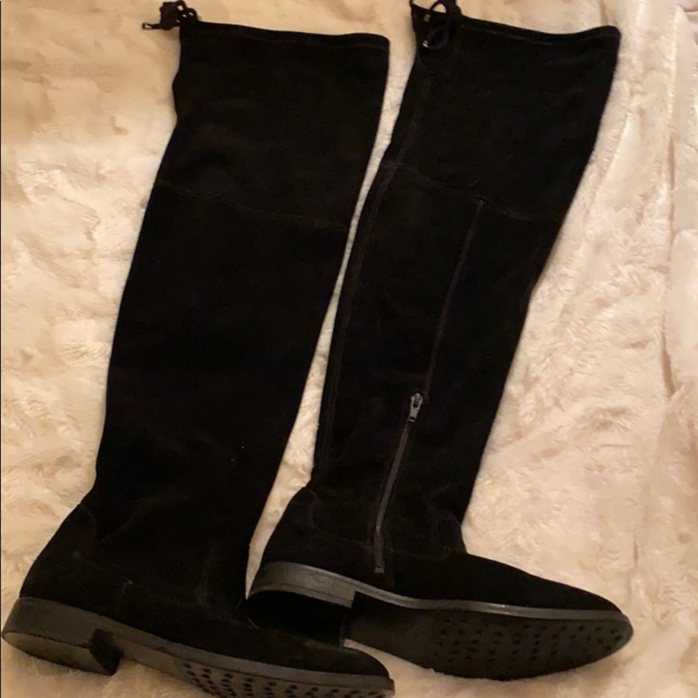 Black Genuine Suede Over Knee Boots